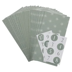 NANU-NANA Adventskalender*Adventskalender-Set, Tüten/Sticker, Salbei/weiß