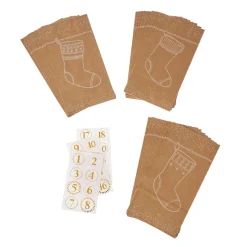 NANU-NANA Geschenkverpackung|Adventskalender*Adventskalender-Set, Tüten/Sticker, Strumpf/kraft