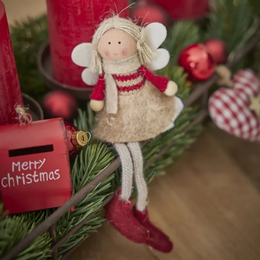 NANU-NANA Weihnachtsbaumschmuck|Weihnachten*Anhänger Engel, Pulli/rot, 16 Cm