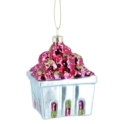 NANU-NANA Weihnachtsbaumschmuck*Anhänger Fancy, Bunt, Erdbeeren/Korb, 9 Cm