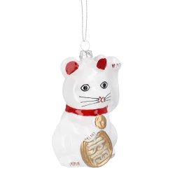NANU-NANA Weihnachtsbaumschmuck*Anhänger Fancy, Bunt, Winkekatze/weiß, 10 Cm