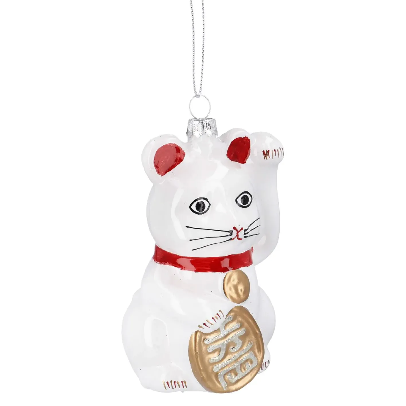 NANU-NANA Weihnachtsbaumschmuck*Anhänger Fancy, Bunt, Winkekatze/weiß, 10 Cm