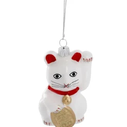 NANU-NANA Weihnachtsbaumschmuck*Anhänger Fancy, Bunt, Winkekatze/weiß, 10 Cm