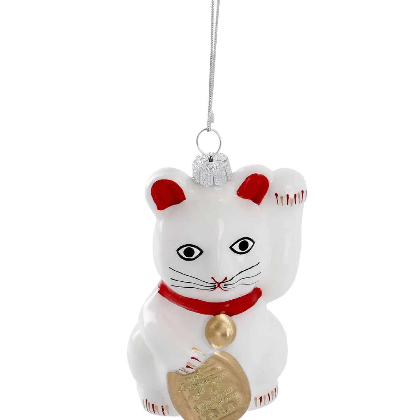 NANU-NANA Weihnachtsbaumschmuck*Anhänger Fancy, Bunt, Winkekatze/weiß, 10 Cm