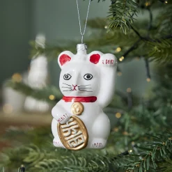 NANU-NANA Weihnachtsbaumschmuck*Anhänger Fancy, Bunt, Winkekatze/weiß, 10 Cm