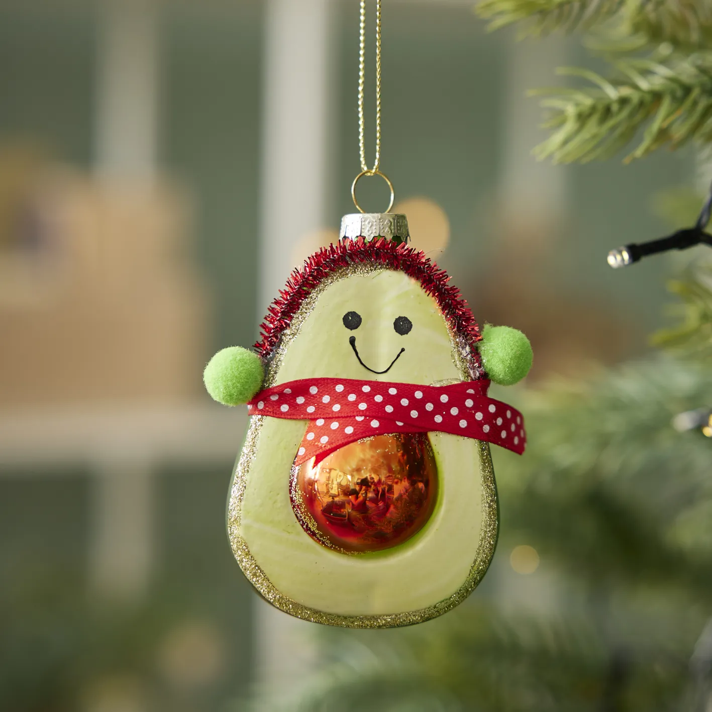 NANU-NANA Weihnachtsbaumschmuck*Anhänger Fancy, Klein, Avocado Mit Kopfhörer