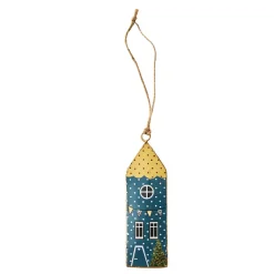 NANU-NANA Deko-Anhänger|Weihnachtsbaumschmuck*Anhänger Haus, Dunkelblau, 13 Cm