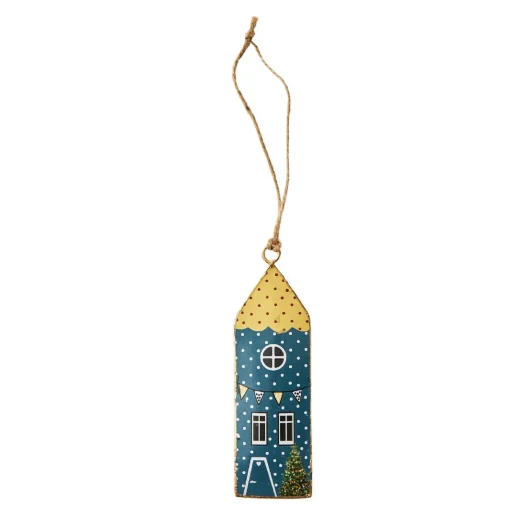 NANU-NANA Deko-Anhänger|Weihnachtsbaumschmuck*Anhänger Haus, Dunkelblau, 13 Cm