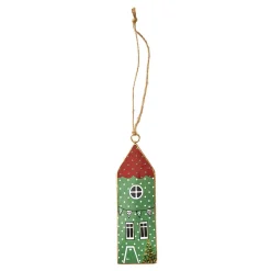 NANU-NANA Deko-Anhänger|Weihnachtsbaumschmuck*Anhänger Haus, Grün, 13 Cm