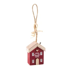 NANU-NANA Shop The Look Xmas|Weihnachtsbaumschmuck*Anhänger Haus Mit Spruch, Rot, 6 Cm