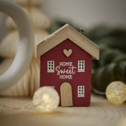NANU-NANA Shop The Look Xmas|Weihnachtsbaumschmuck*Anhänger Haus Mit Spruch, Rot, 6 Cm