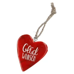 NANU-NANA Deko-Anhänger|Frühlingsdeko*Anhänger Herz, Glückwunsch/rot, 7.5 Cm