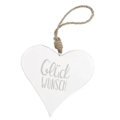 NANU-NANA Deko-Anhänger|Frühlingsdeko*Anhänger Herz, Glückwunsch/weiß, 14.5 Cm