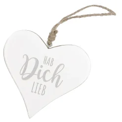 NANU-NANA Deko-Anhänger|Frühlingsdeko*Anhänger Herz, Hab Dich Lieb/weiß, 14.5 Cm