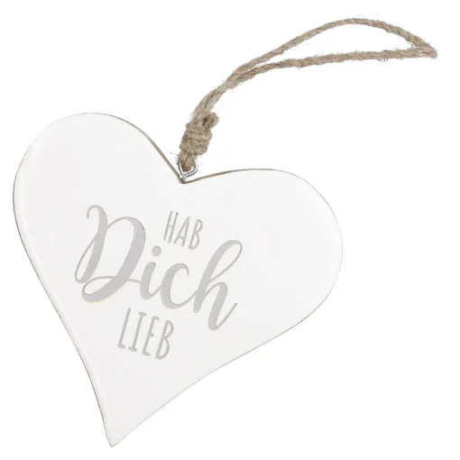 NANU-NANA Deko-Anhänger|Frühlingsdeko*Anhänger Herz, Hab Dich Lieb/weiß, 14.5 Cm