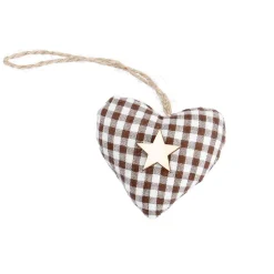 NANU-NANA Weihnachtsbaumschmuck|Weihnachtsdeko*Anhänger Herz Mit Holzstern, Karo/braun/weiß