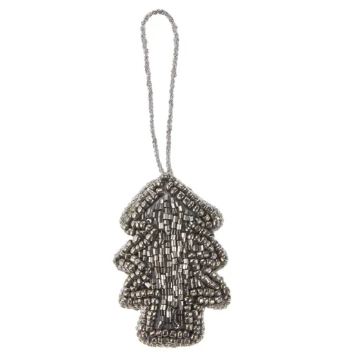 NANU-NANA Weihnachtsbaumschmuck*Anhänger Perlen, Tanne/silber, 7 Cm