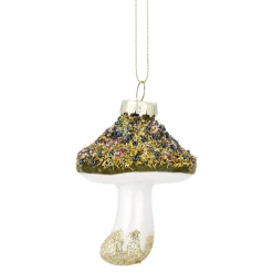 NANU-NANA Weihnachtsbaumschmuck*Anhänger Pilz, Perlen/grün, 8 Cm