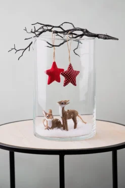 NANU-NANA Adventskränze & Zubehör|Weihnachtsdeko*Anhänger Rehkitz, Dunkelbraun, Liegend, 6 Cm