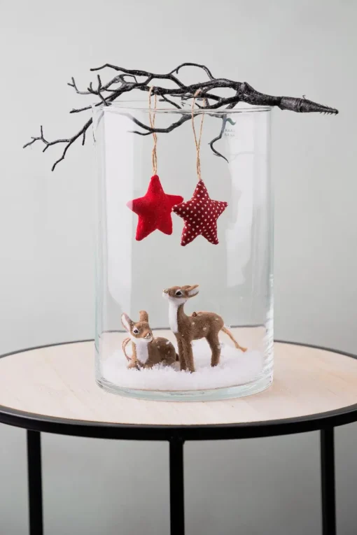 NANU-NANA Adventskränze & Zubehör|Weihnachtsdeko*Anhänger Rehkitz, Dunkelbraun, Liegend, 6 Cm