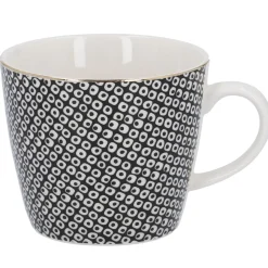 NANU-NANA Küche*Becher China, Perlen, Schwarz/weiß, 300 Ml, Goldrand