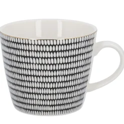NANU-NANA Küche*Becher China, Stäbchen/Kreis, Schwarz/weiß, 300 Ml, Goldrand