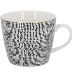NANU-NANA Küche*Becher China, Striche, Schwarz/weiß, 300 Ml, Goldrand