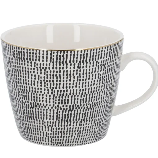 NANU-NANA Küche*Becher China, Striche, Schwarz/weiß, 300 Ml, Goldrand