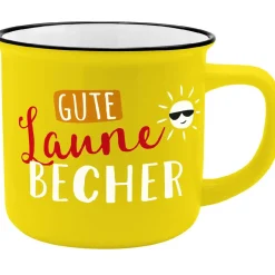 NANU-NANA Geschenkideen|Küche*Becher Emaille-Optik, Gute Laune Becher, 350 Ml