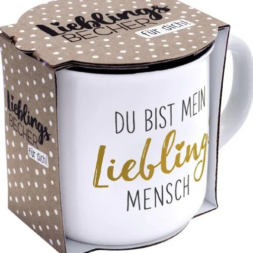 NANU-NANA Küche*Becher Emaille-Optik, Lieblingsmensch, 350 Ml
