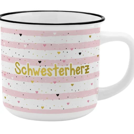 NANU-NANA Küche*Becher Emaille-Optik, Schwesterherz, 350 Ml