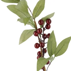 NANU-NANA Vasen & Kunstblumen|Weihnachtsdeko*Beerenzweig Laub, Rot/glänzend, 35 Cm