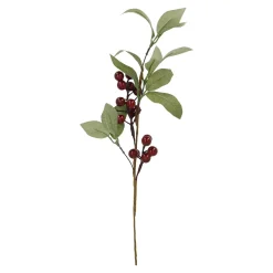 NANU-NANA Vasen & Kunstblumen|Weihnachtsdeko*Beerenzweig Laub, Rot/glänzend, 35 Cm