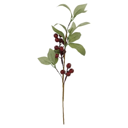 NANU-NANA Vasen & Kunstblumen|Weihnachtsdeko*Beerenzweig Laub, Rot/glänzend, 35 Cm