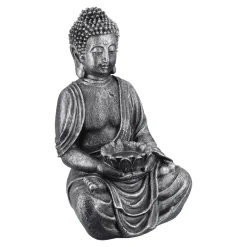 NANU-NANA Geschenkideen|Figuren*Buddha Blüte, Silber-grau, 40 Cm