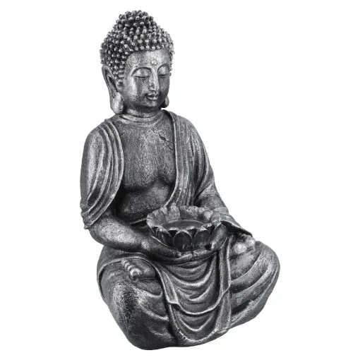 NANU-NANA Geschenkideen|Figuren*Buddha Blüte, Silber-grau, 40 Cm