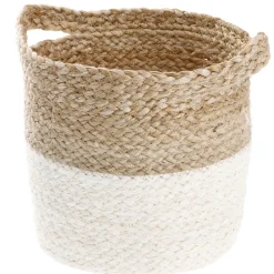 NANU-NANA Organisation*Dekokorb Mit Griff, Natur/weiß, 19 X 21 Cm