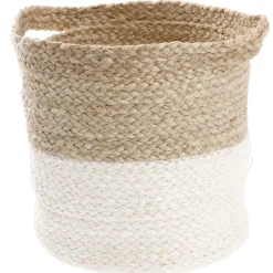NANU-NANA Organisation*Dekokorb Mit Griff, Natur/weiß, 22 X 23 Cm