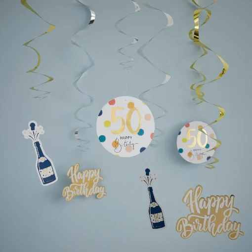 NANU-NANA Geburtstag*Deko-Spiralen Geburtstag, 50, 6 Stück