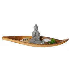 NANU-NANA Deko-Objekte*Dekotablett Buddha/Blatt, 37.5 Cm