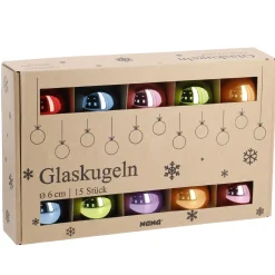 NANU-NANA Weihnachtsbaumschmuck|Weihnachten*15er Glaskugeln 6 Cm, Fancy