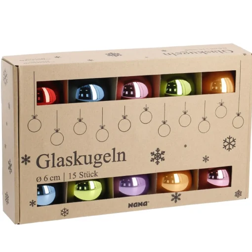 NANU-NANA Weihnachtsbaumschmuck|Weihnachten*15er Glaskugeln 6 Cm, Fancy