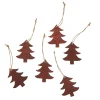 NANU-NANA Weihnachtsbaumschmuck|Adventskränze & Zubehör*6er Set Anhänger Holz, Tanne, Dunkelbraun