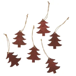 NANU-NANA Weihnachtsbaumschmuck|Adventskränze & Zubehör*6er Set Anhänger Holz, Tanne, Dunkelbraun