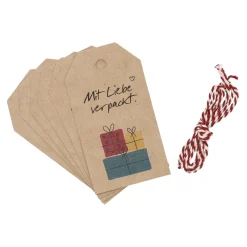 NANU-NANA Geschenkverpackungen|Weihnachten*6er Set Anhänger Mit Kordel, Geschenke