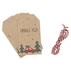 NANU-NANA Geschenkverpackungen|Weihnachten*6er Set Anhänger Mit Kordel, Auto/Baum
