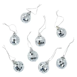 NANU-NANA Deko-Anhänger|Weihnachtsbaumschmuck*8er Set Discokugel, Silber, 3 Cm
