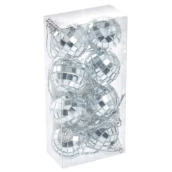 NANU-NANA Deko-Anhänger|Weihnachtsbaumschmuck*8er Set Discokugel, Silber, 3 Cm