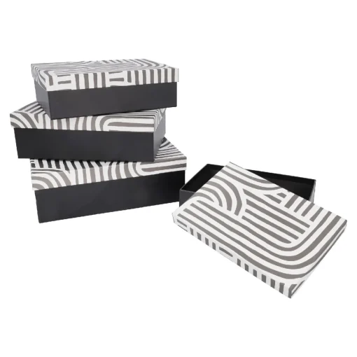 NANU-NANA Organisation*4er Set Geschenkkarton Design, Schwarz/weiß