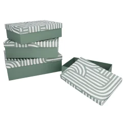 NANU-NANA Organisation*4er Set Geschenkkarton Design, Grün/weiß